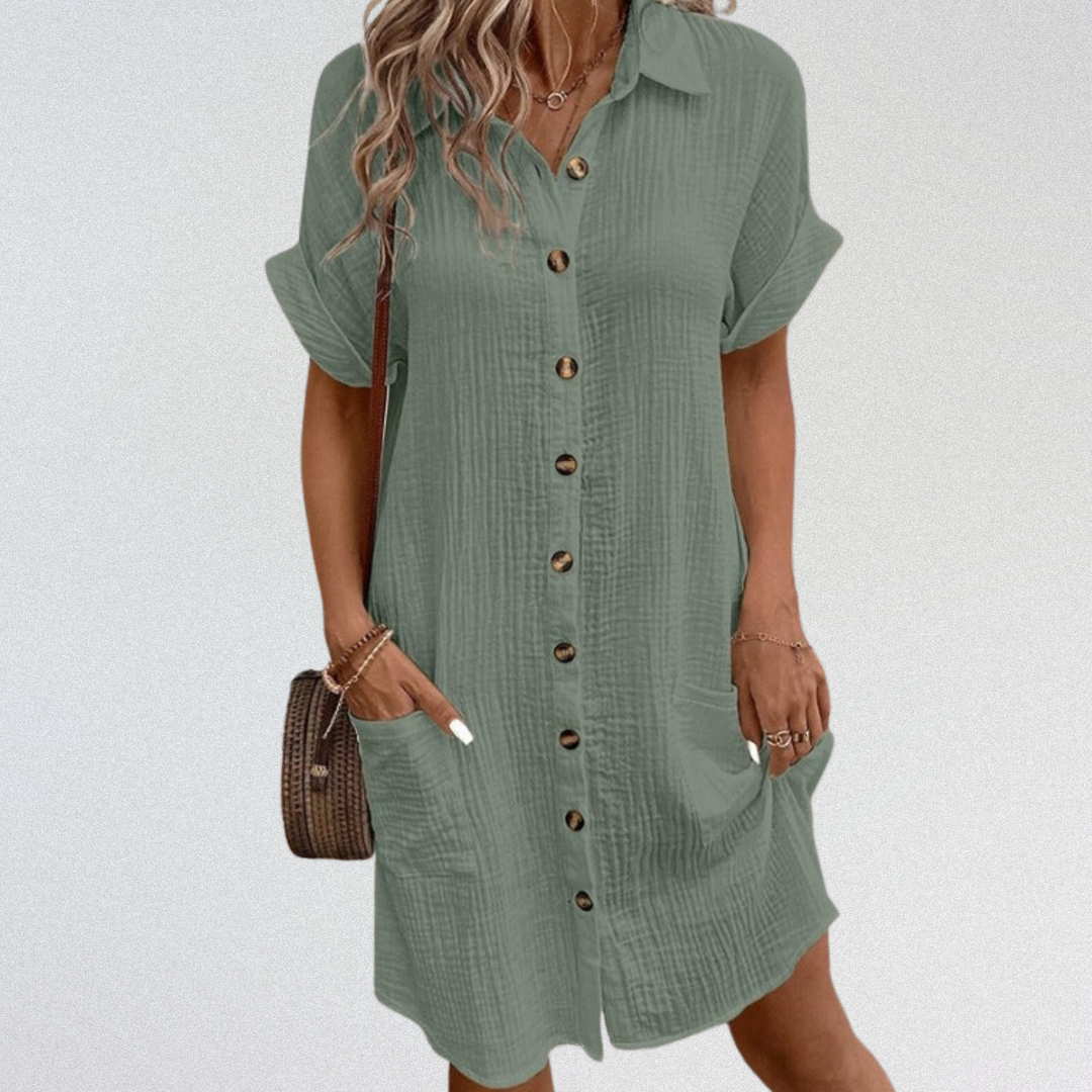 Liora | Lockeres Hemdkleid aus Baumwolle